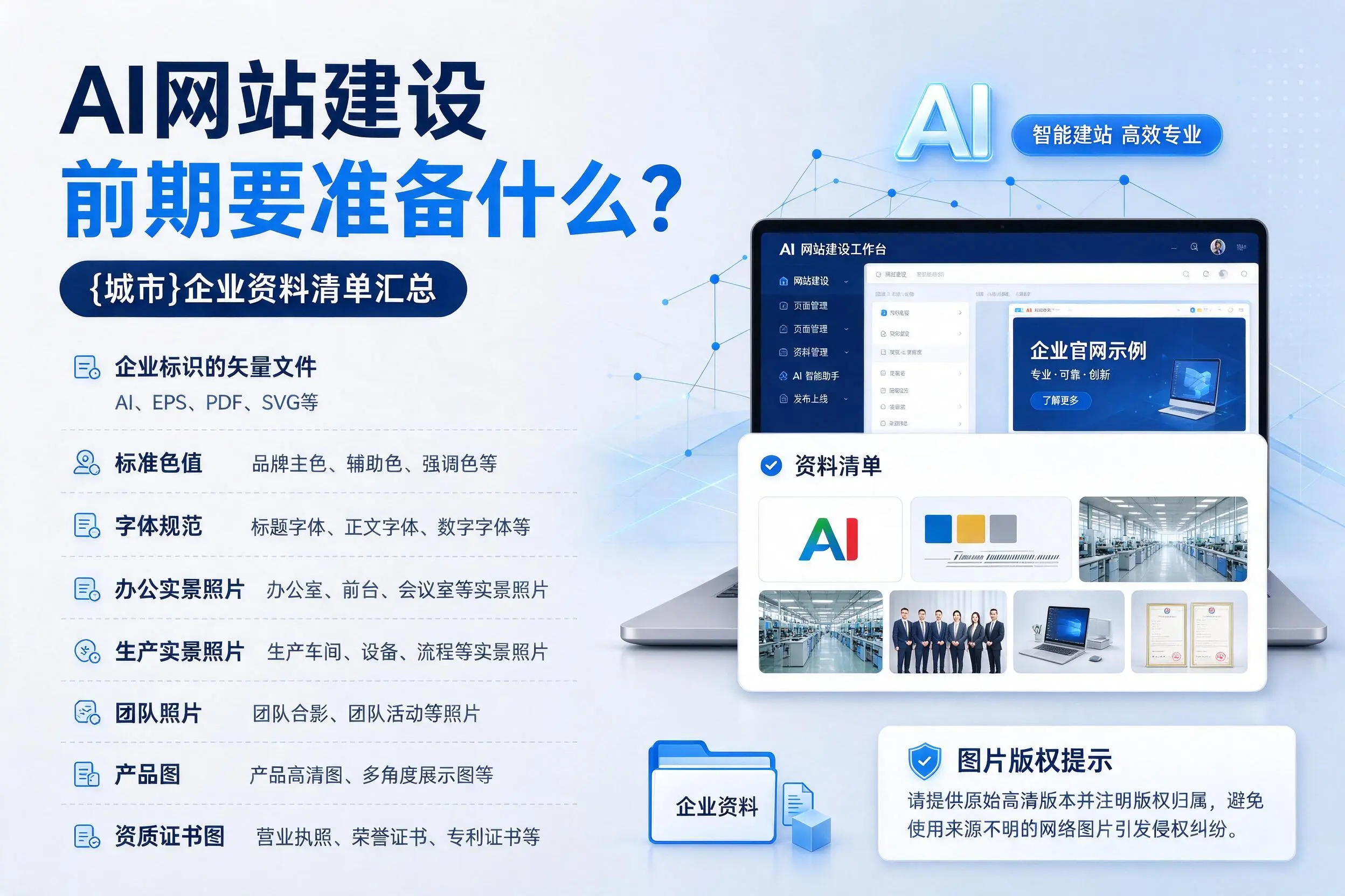AI网站建设前期要准备什么?黔东南企业资料清单汇总