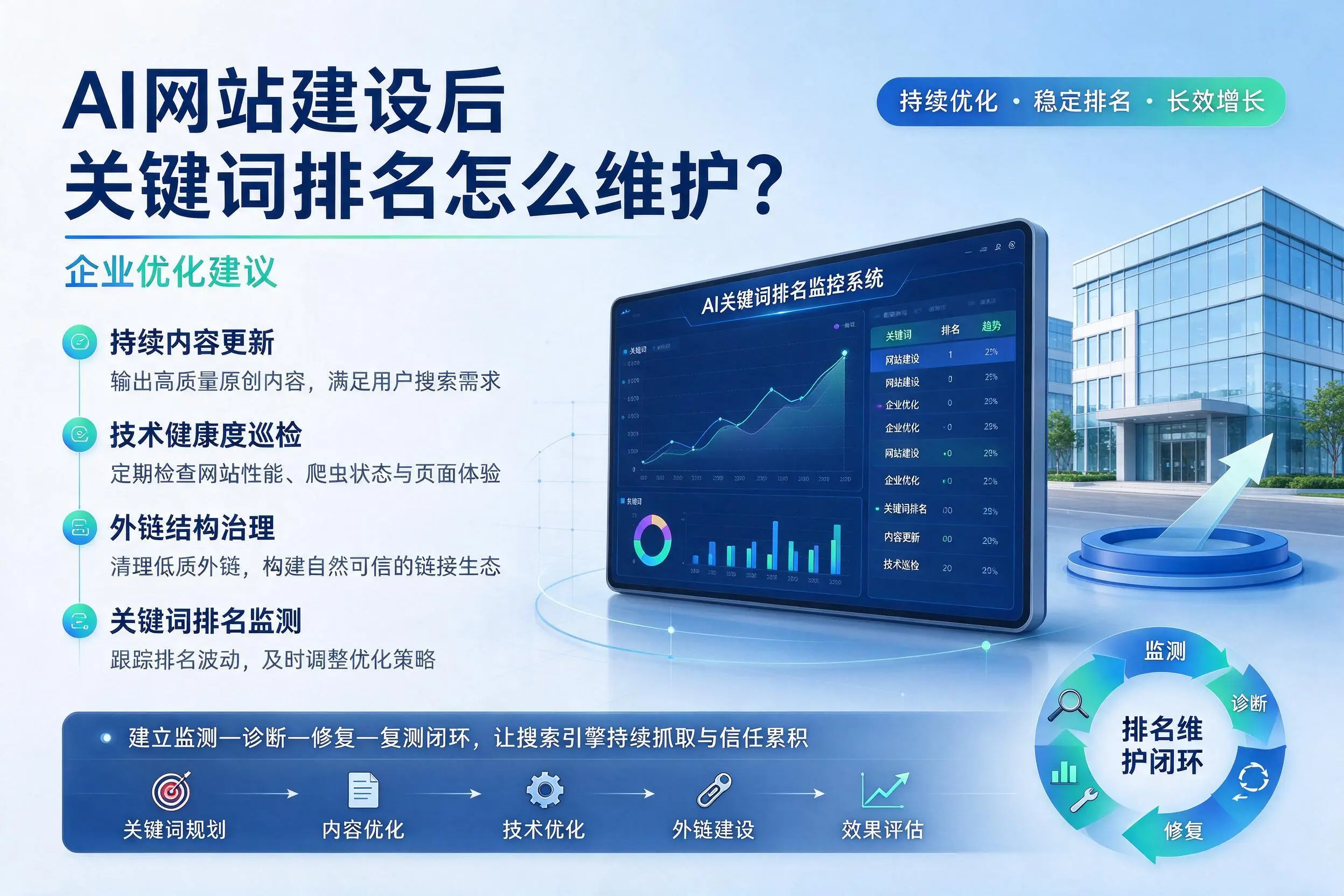AI网站建设后关键词排名怎么维护？黔东南企业优化建议