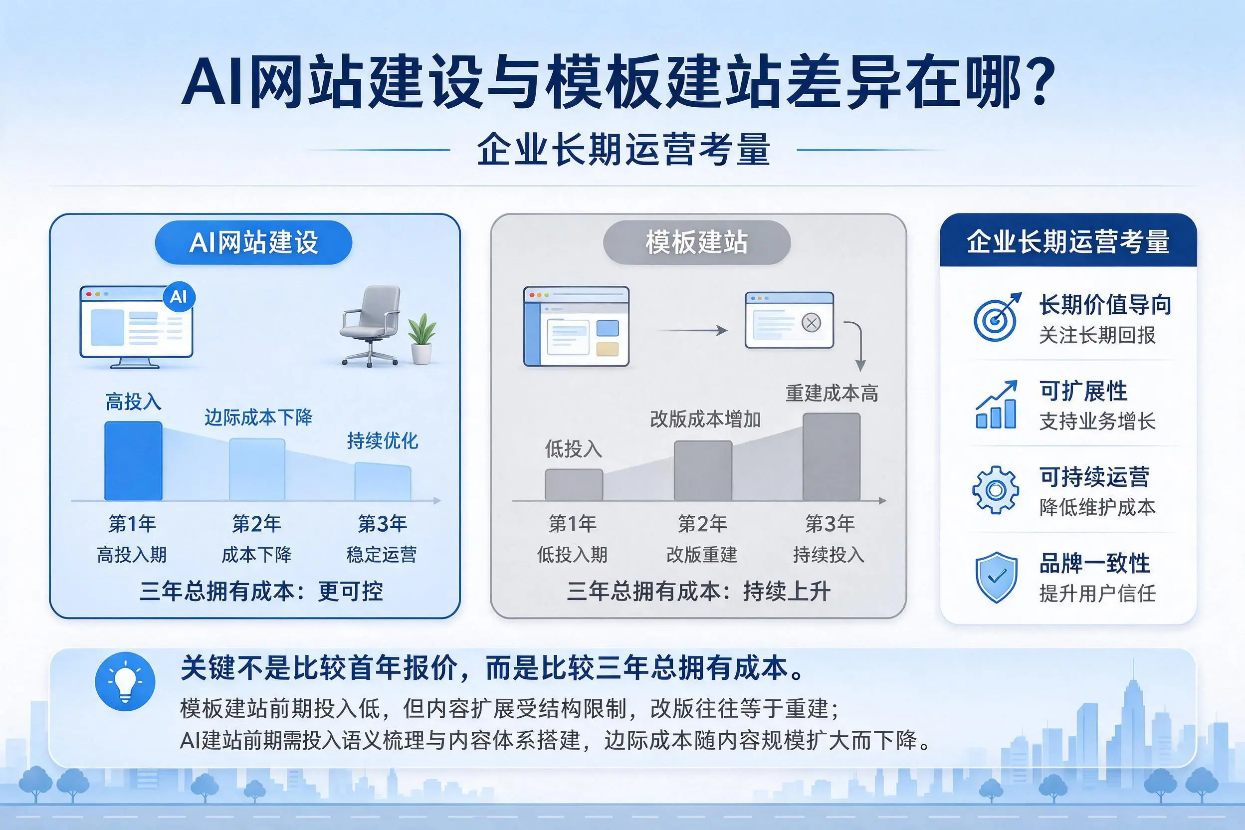 AI网站建设与模板建站差异在哪?黔东南企业长期运营考量