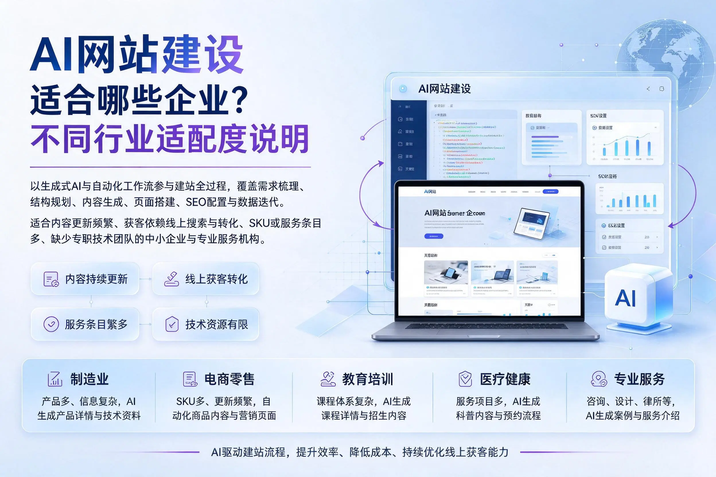 AI网站建设适合哪些企业？黔东南不同行业适配度说明